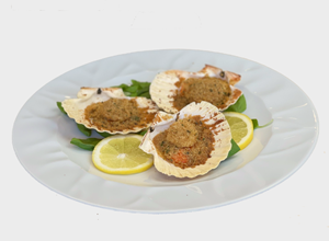 Ready to eat Scallops au gratin