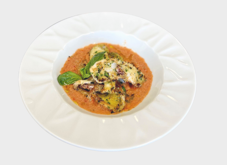 Piatti pronti Gazpacho con calamari croccanti